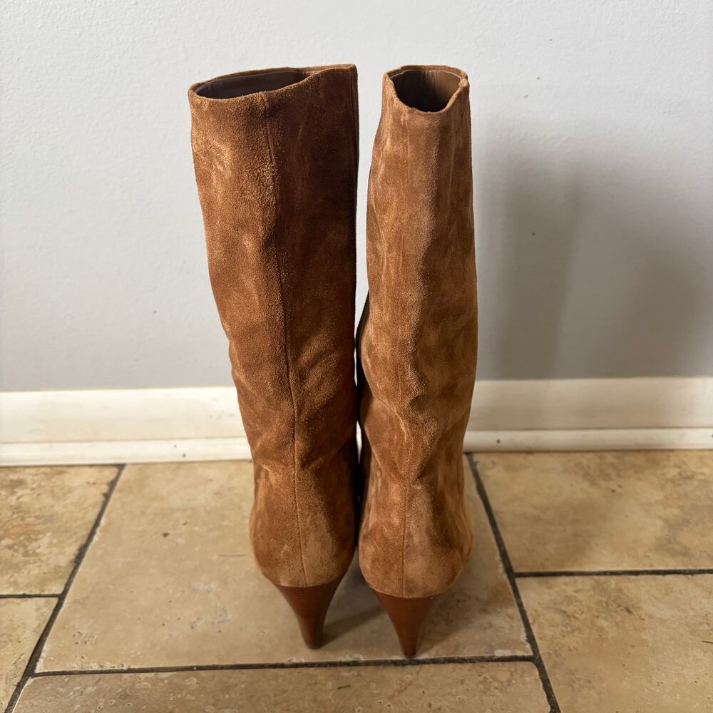 Veronica Beard Blondie Slouchy Suede Mid Boots In Hazelnut 9M - Picture 3 of 12